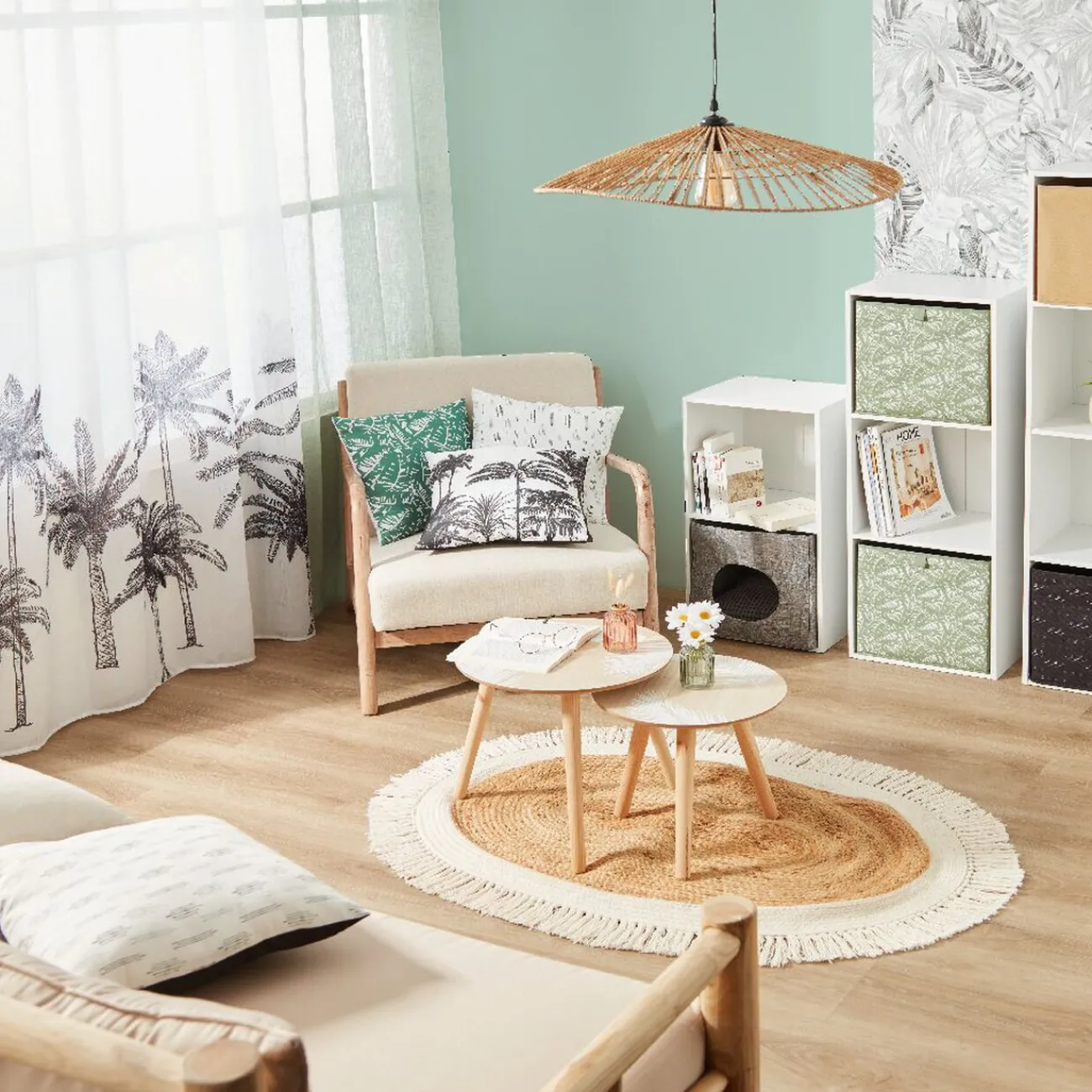 Gifi Rangement|Structure Box Cube 2 cases 35,2x30x69,2cm bois blanc