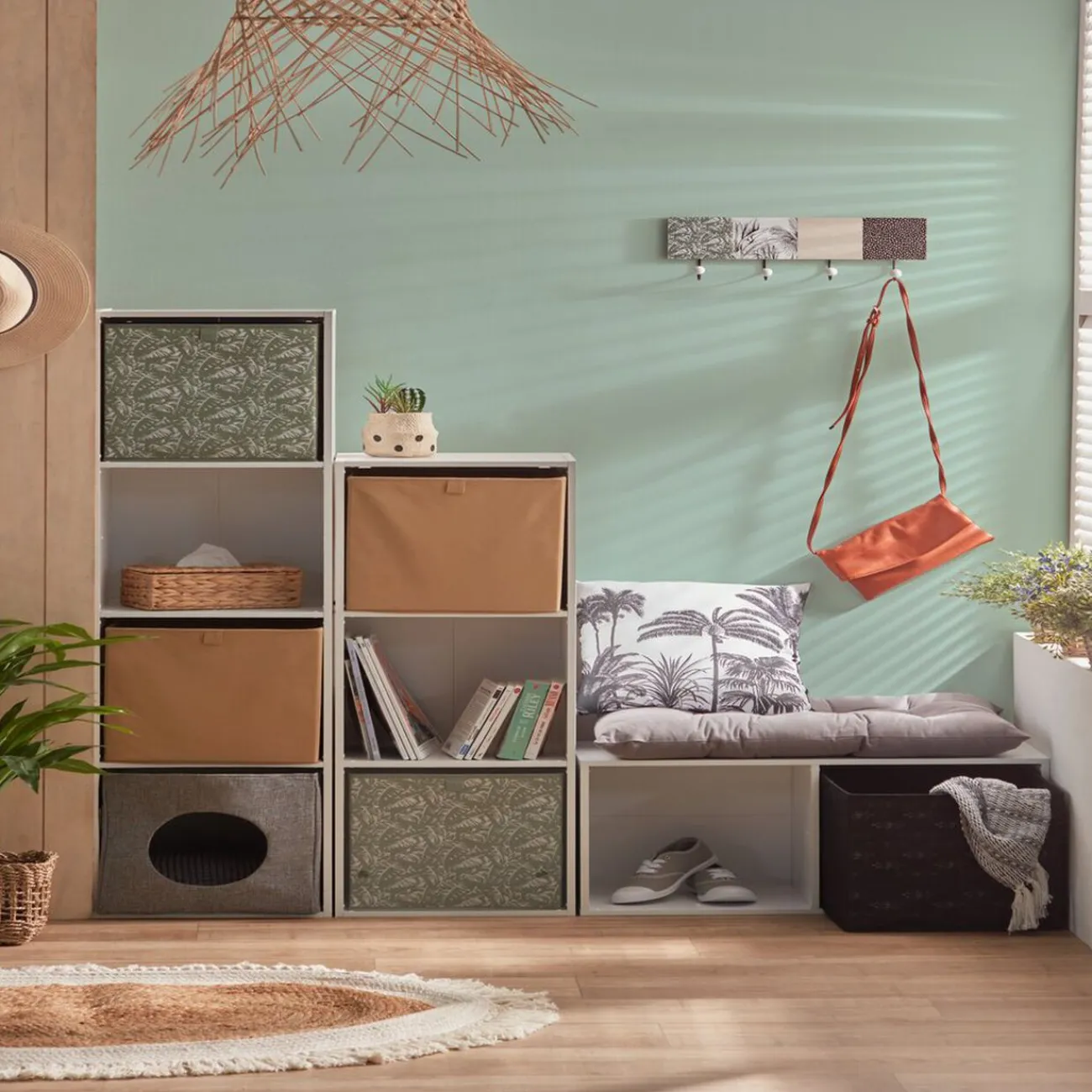 Gifi Rangement|Structure Box Cube 2 cases 35,2x30x69,2cm bois blanc