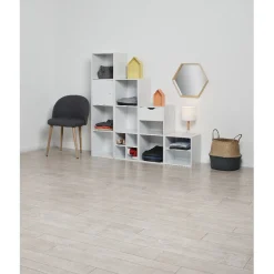 Gifi Rangement|Structure Box Cube 4 cases 35,2x30xH.137,2cm bois blanc