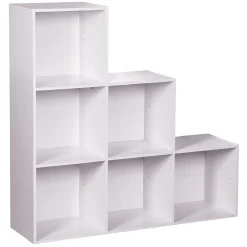 Gifi Rangement|Structure Box Cube 6 cases escalier 103,2x30x103,2cm bois blanc
