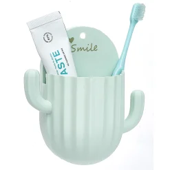 Gifi Aménagement Salle De Bain^Support brosse à dents adhésif forme cactus