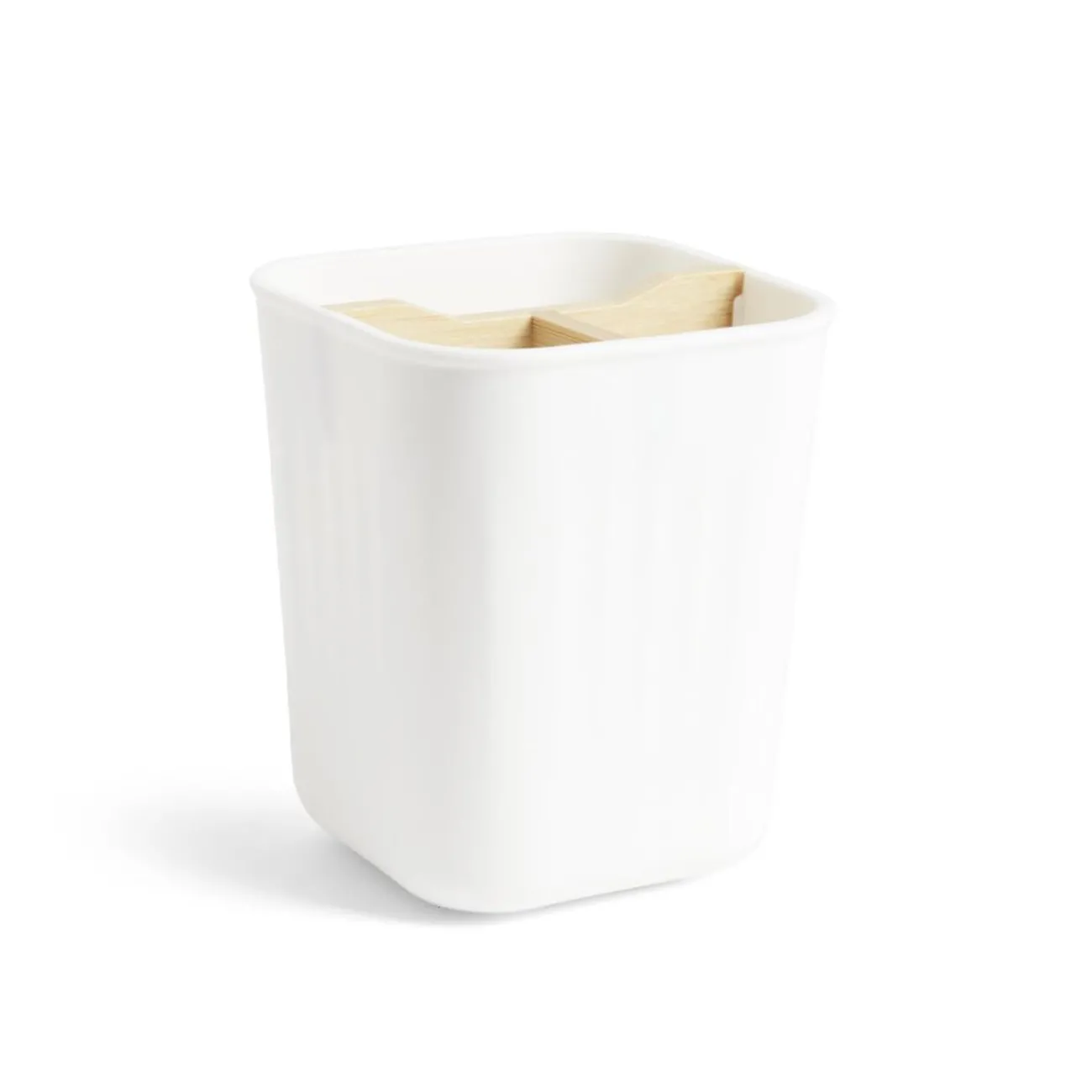 Gifi Aménagement Salle De Bain^Support brosse à dents bambou et plastique blanc