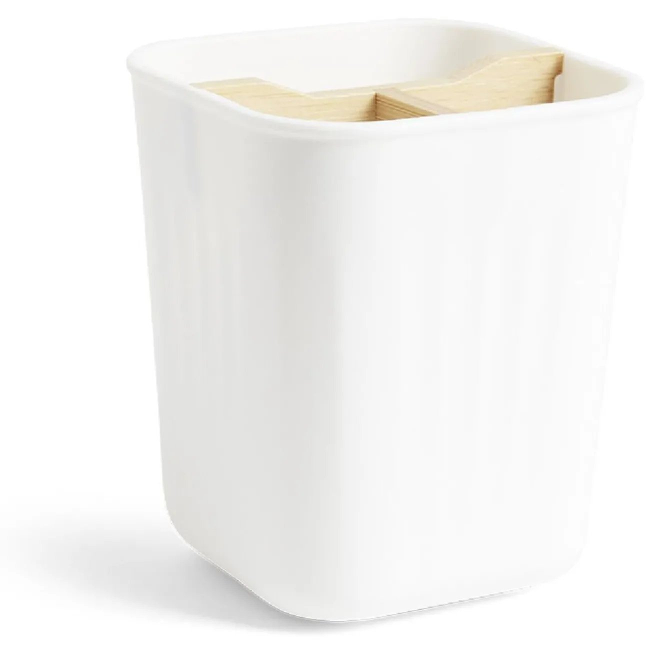 Gifi Aménagement Salle De Bain^Support brosse à dents bambou et plastique blanc