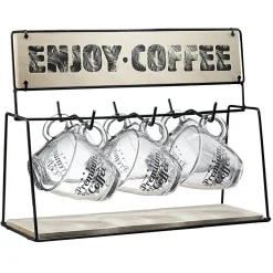 Gifi Support en métal avec 6 tasses expresso en verre