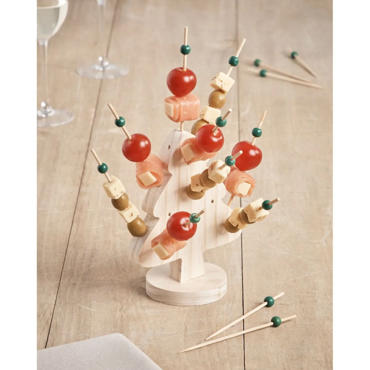 Gifi Support forme sapin bois Noël avec 21 piques apéritif