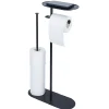 Gifi Equipement Wc^Support papier WC et téléphone noir 36xH66x13,5cm