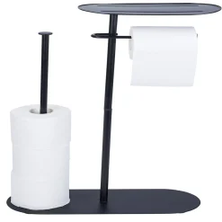 Gifi Equipement Wc^Support papier WC et téléphone noir 36xH66x13,5cm