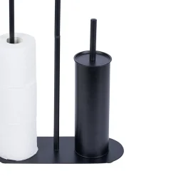 Gifi Equipement Wc^Support papier WC et téléphone noir 36xH66x13,5cm