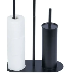 Gifi Equipement Wc^Support papier WC et téléphone noir 36xH66x13,5cm