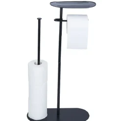 Gifi Equipement Wc^Support papier WC et téléphone noir 36xH66x13,5cm