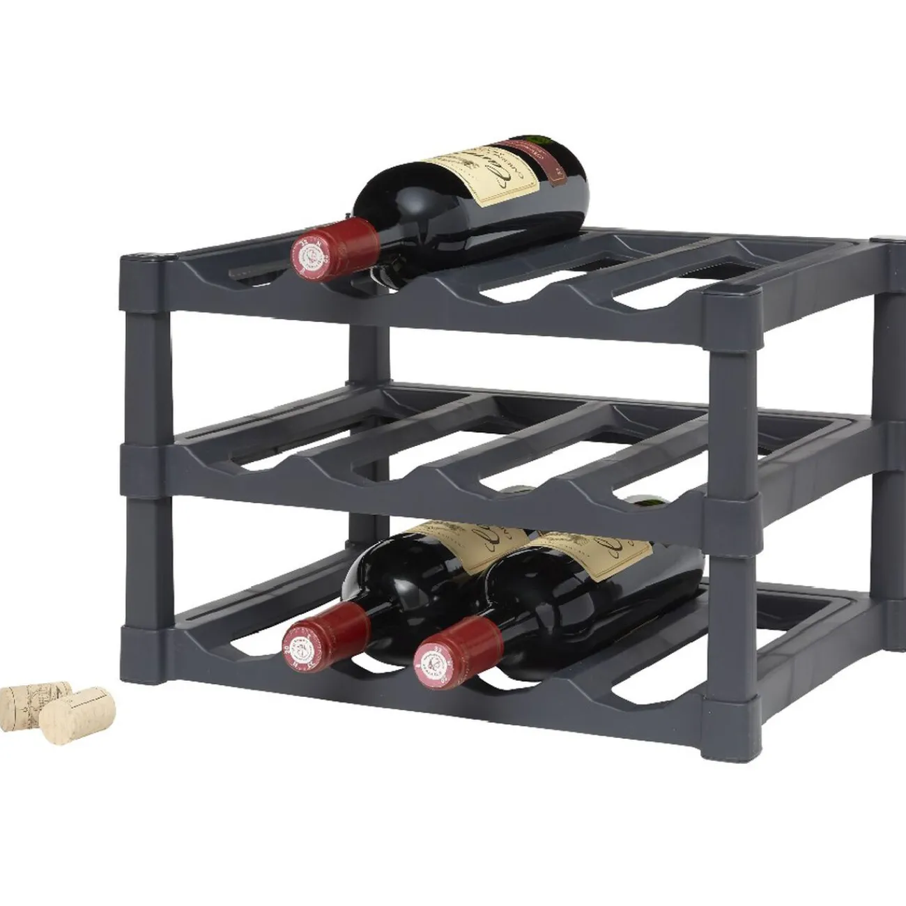 Gifi Support pour 12 bouteilles en plastique noir