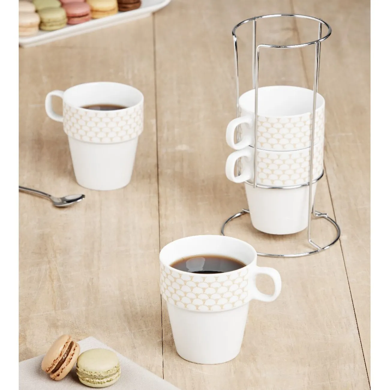 Gifi Support tasse avec 4 tasses empilables