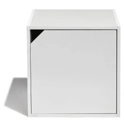 Gifi Rangement|Table de chevet Kobe blanche 2 niches et 1 porte