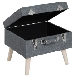 Gifi Rangement|Tabouret Malory gris clair avec malle intégrée