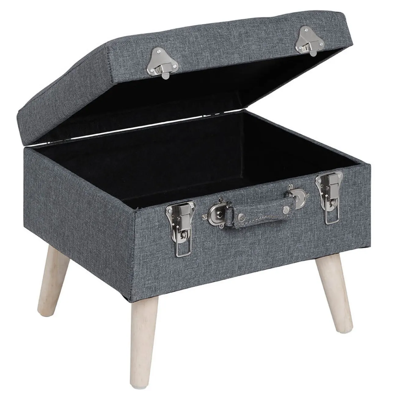 Gifi Rangement|Tabouret Malory gris clair avec malle intégrée