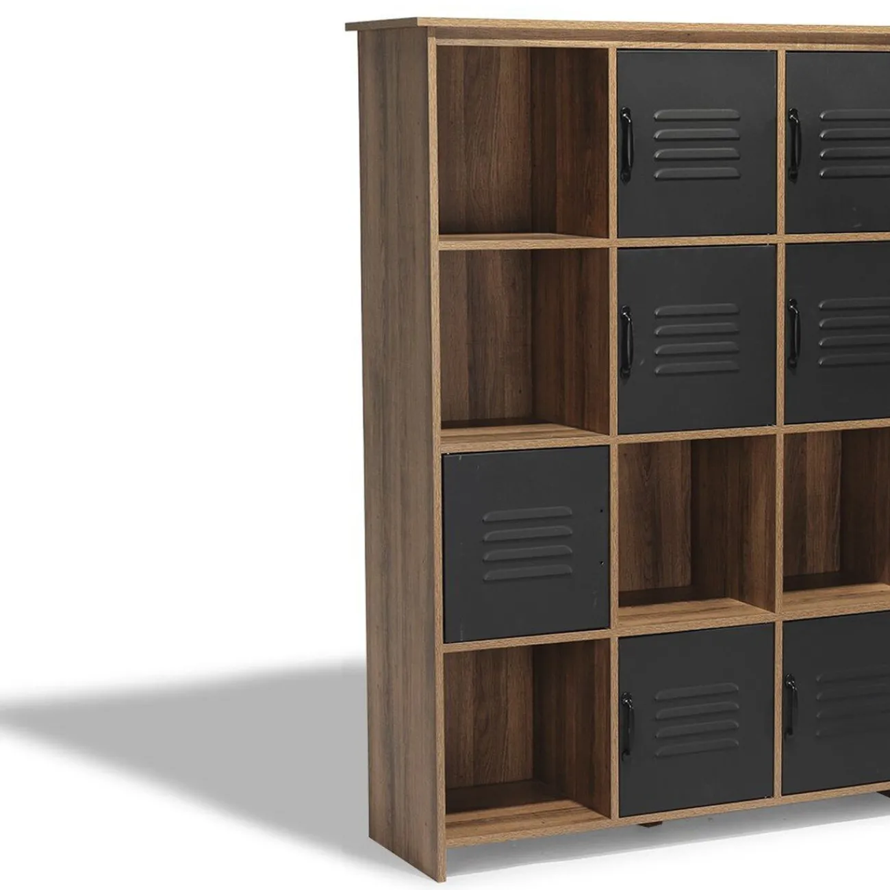 Gifi Rangement|Étagère 12 casiers Liverpool miel et noire