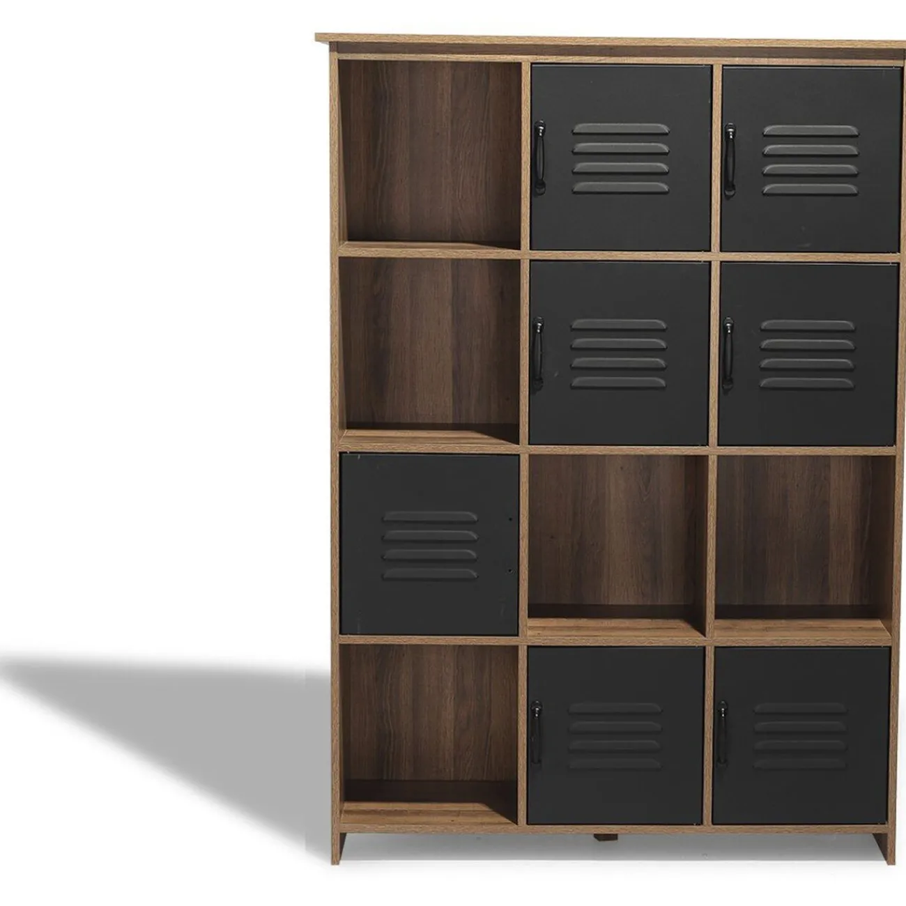 Gifi Rangement|Étagère 12 casiers Liverpool miel et noire