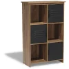 Gifi Rangement|Étagère 6 casiers Liverpool miel et noire