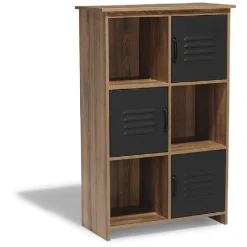 Gifi Rangement|Étagère 6 casiers Liverpool miel et noire