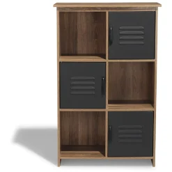 Gifi Rangement|Étagère 6 casiers Liverpool miel et noire