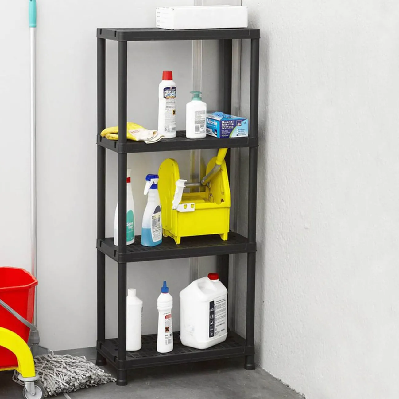 Gifi Rangement|Étagère 4 niveaux ajourés noire