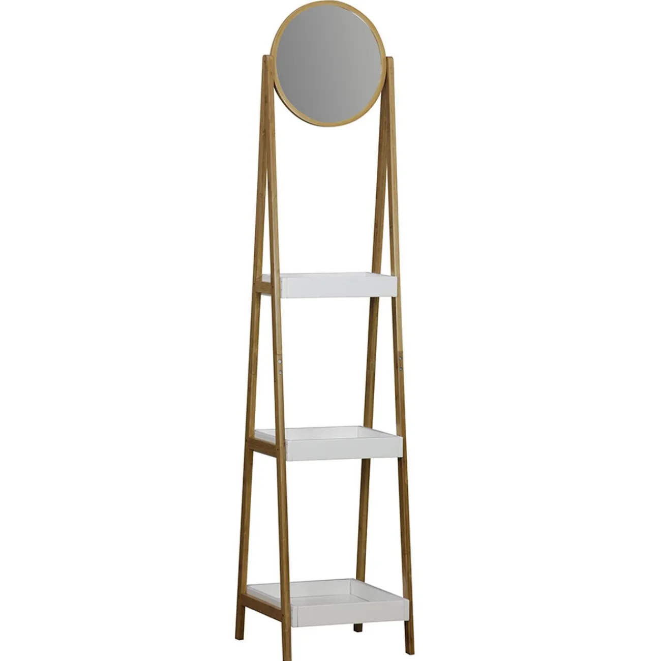 Gifi Aménagement Salle De Bain^Étagère 3 niveaux avec miroir blanc