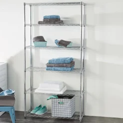 Gifi Rangement|Étagère 5 niveaux gris chromé