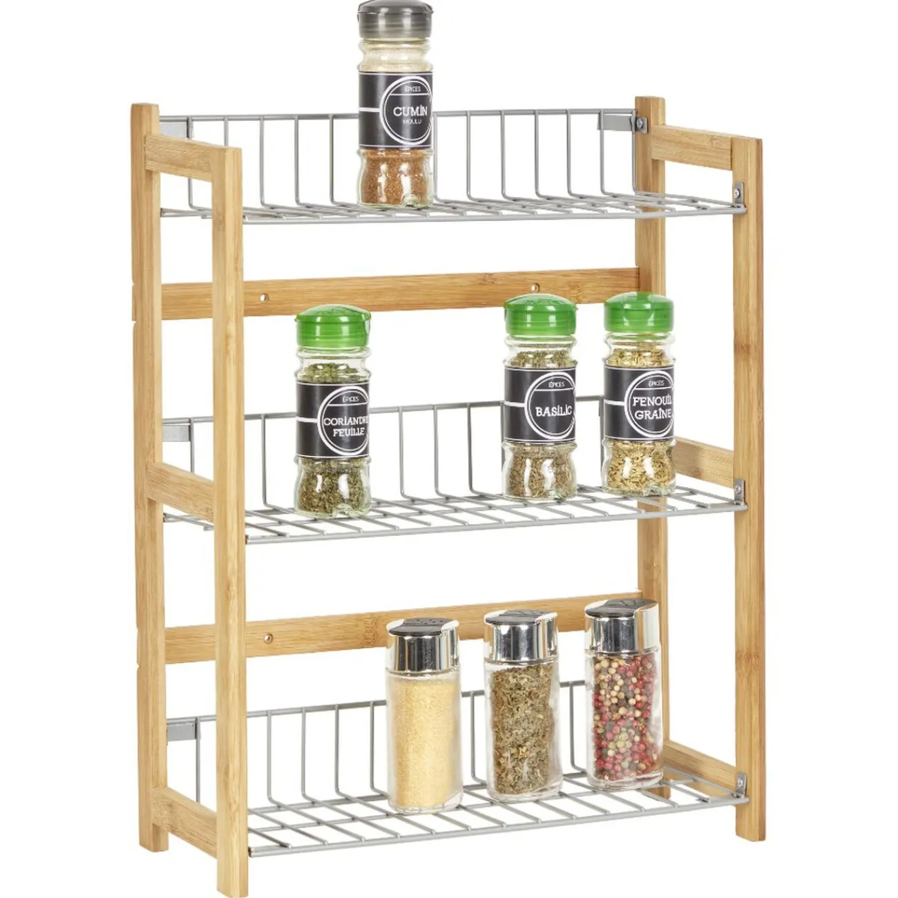 Gifi Étagère à épices en bambou 3 niveaux