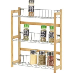 Gifi Étagère à épices en bambou 3 niveaux