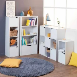 Gifi Rangement|Étagère Adam en bois blanc 4 niches