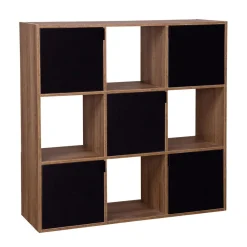 Gifi Rangement|Étagère Adam MDF noire 9 cubes 90xH90x29,5cm