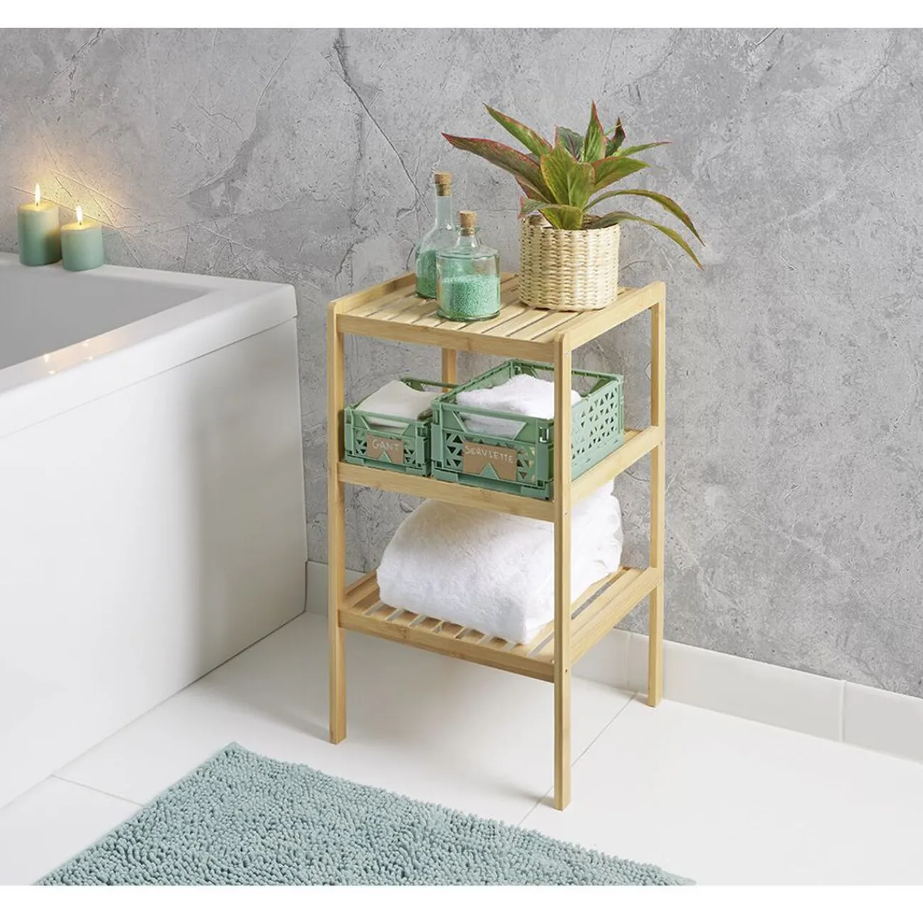 Gifi Aménagement Salle De Bain^Étagère bambou 3 niveaux