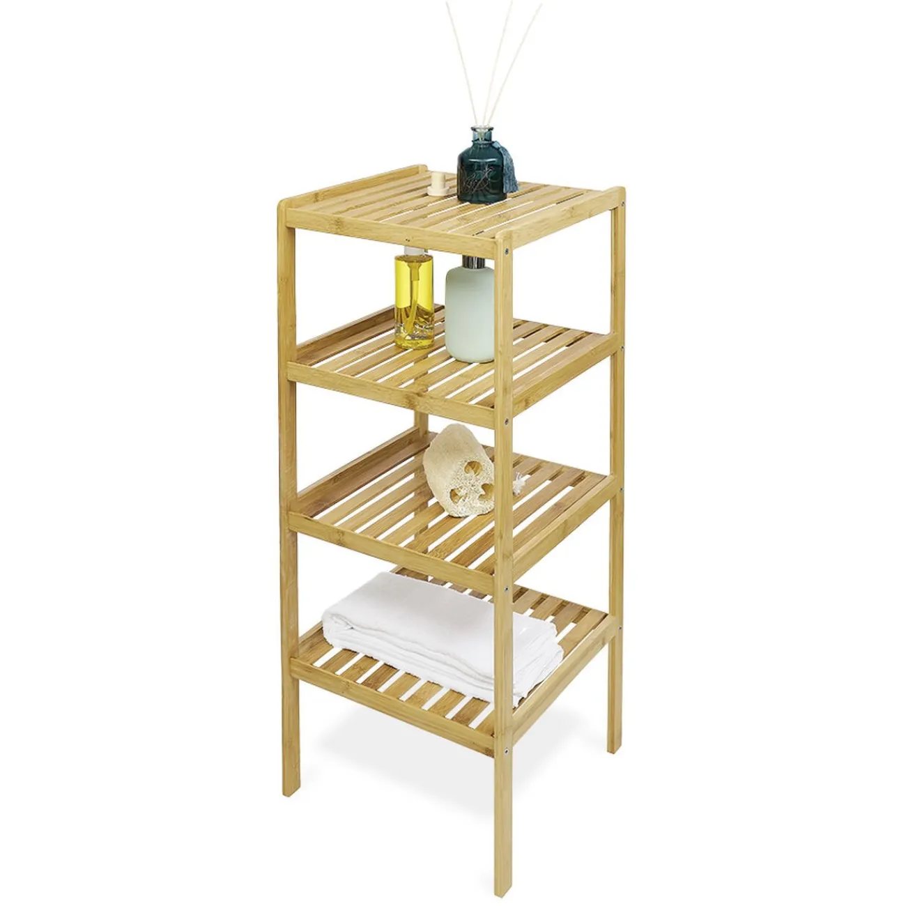 Gifi Aménagement Salle De Bain^Étagère bambou 4 niveaux