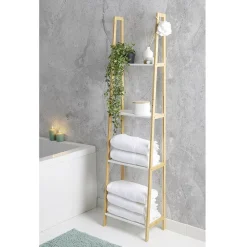Gifi Aménagement Salle De Bain^Étagère bambou 4 tablettes blanc
