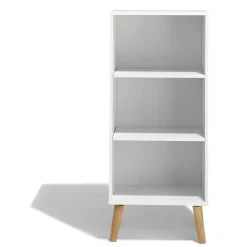 Gifi Rangement|Étagère Bergen blanche 3 niveaux pieds naturel - L.41 x P.29 x H.99 cm