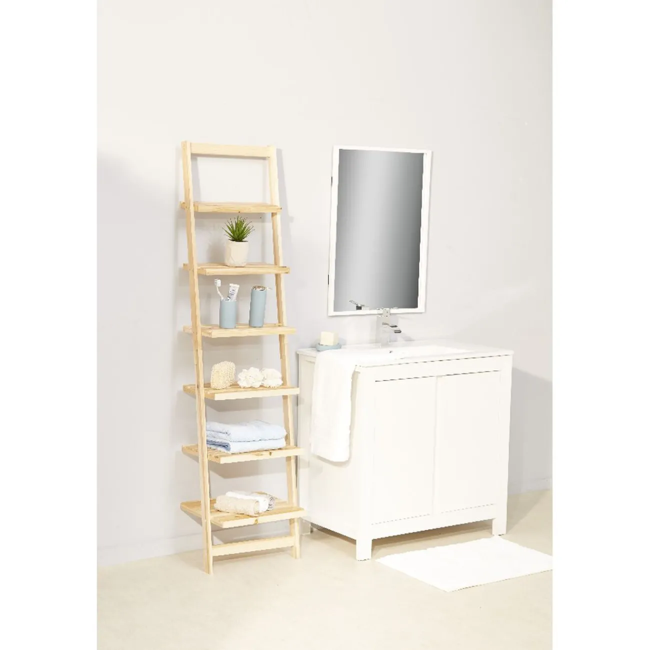Gifi Aménagement Salle De Bain^Étagère échelle de salle de bain pin naturel