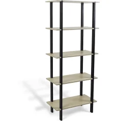 Gifi Rangement|Étagère Damian 5 niveaux en bois noir et naturel