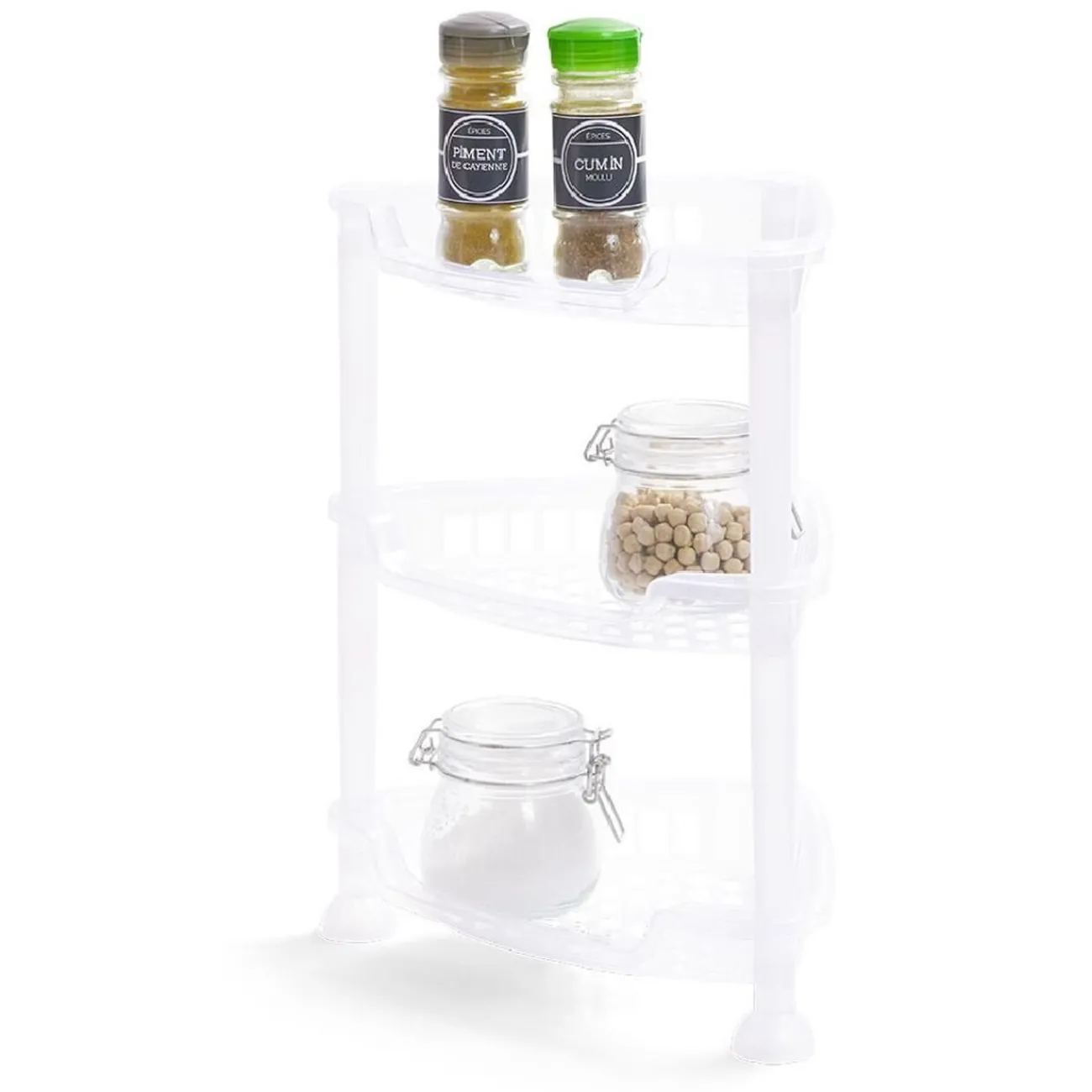 Gifi Étagère d'angle à poser 3 niveaux plastique transparent 28x20xH.33,5cm