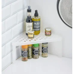 Gifi Étagère d'angle cuisine plastique blanc