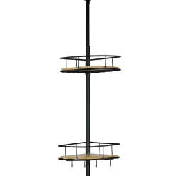 Gifi Equipement Douche^Étagère d'angle métal et bambou 4 niveaux 16 crochets 20x20xH65/275cm