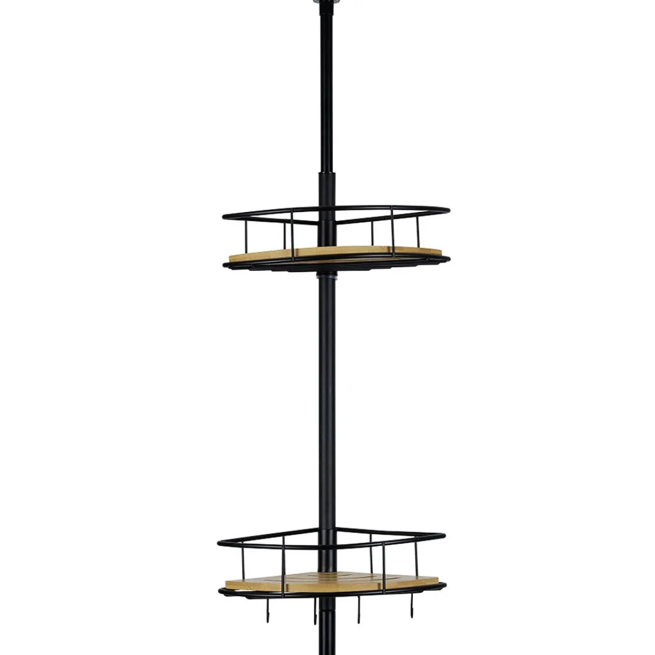 Gifi Equipement Douche^Étagère d'angle métal et bambou 4 niveaux 16 crochets 20x20xH65/275cm