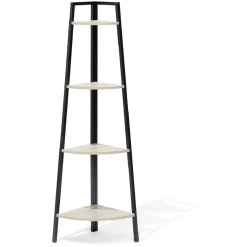 Gifi Rangement|Étagère d'angle New York 4 niveaux métal et bois - 35x35xH135cm