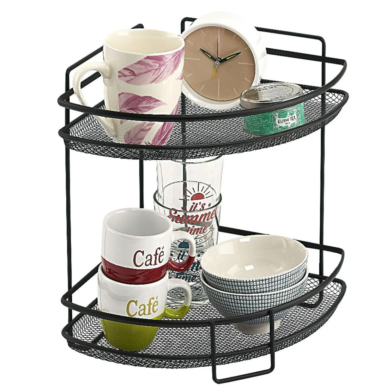 Gifi Étagère d'angle vintage métal noir 2 niveaux