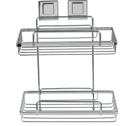 Gifi Equipement Douche^Étagère de douche 2 niveaux à ventouse gris