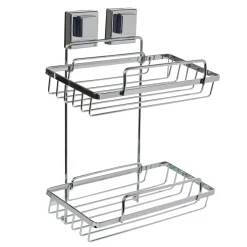 Gifi Equipement Douche^Étagère de douche 2 niveaux à ventouse gris