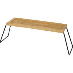 Gifi Étagère de rangement en bambou et pieds en métal noir 36x12xH15cm