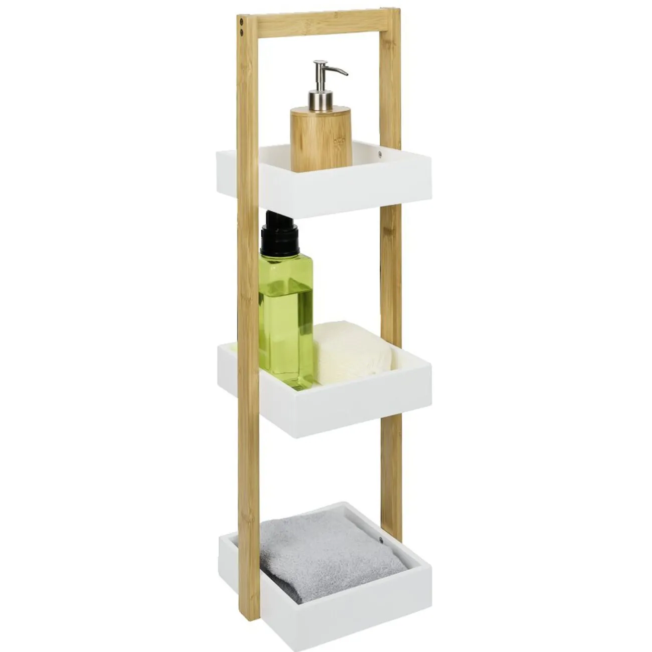 Gifi Aménagement Salle De Bain^Étagère de salle de bain à 3 niveaux bambou 22x24xH73cm