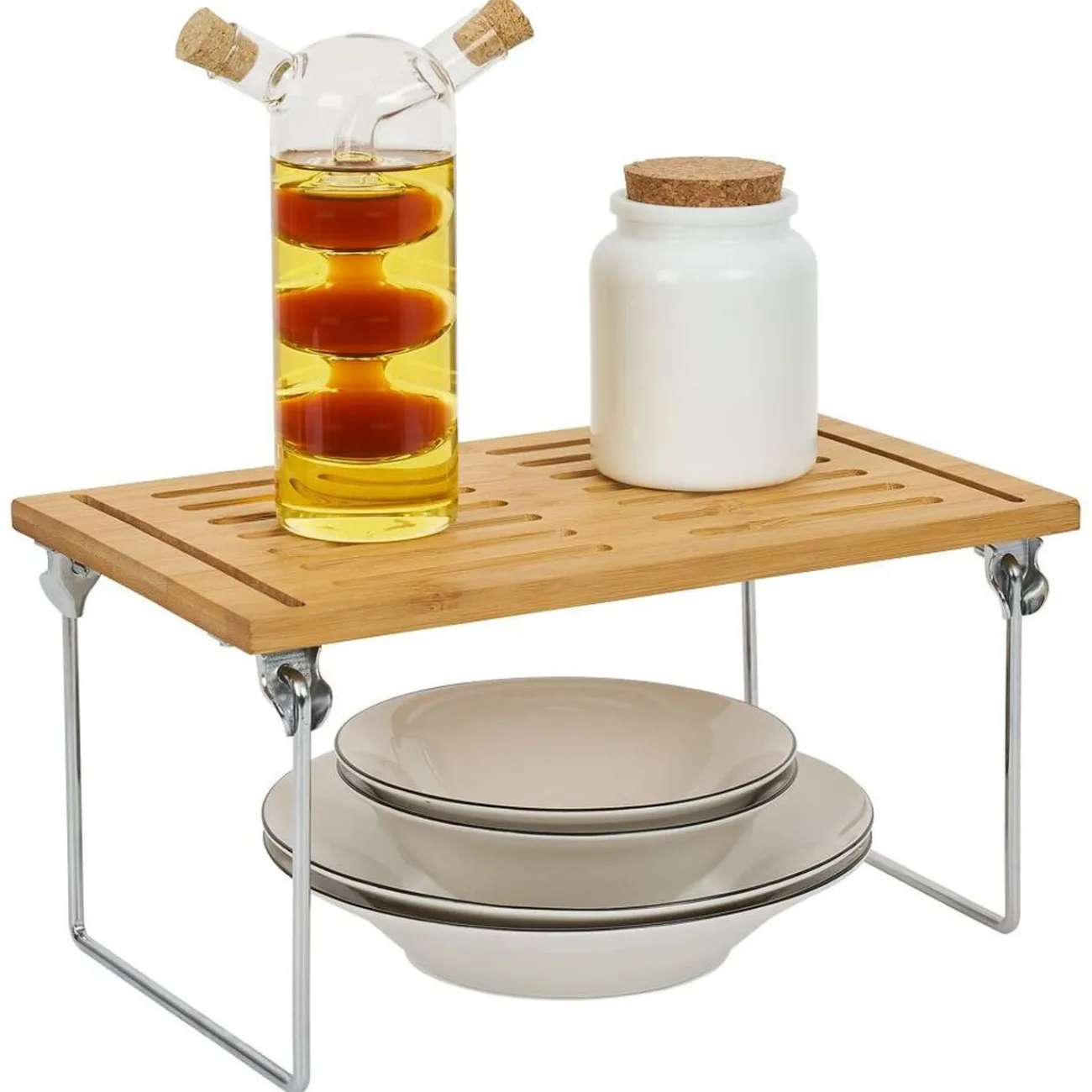 Gifi Rangement|Étagère en bambou sur pieds en fer 30x15xH18cm