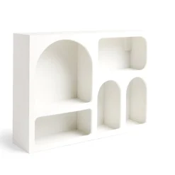 Gifi Rangement|Étagère en bois 6 niches gris 40x9xH28cm