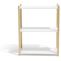 Gifi Rangement|Étagère en pin blanc et naturel 3 niveaux
